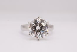 ** ON SALE ** Round Brilliant Cut Diamond Platinum Ring 5.00 Carat F Colour VS2 Clarity IDEAL