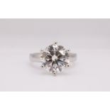 ** ON SALE ** Round Brilliant Cut Diamond Platinum Ring 5.00 Carat F Colour VS2 Clarity IDEAL