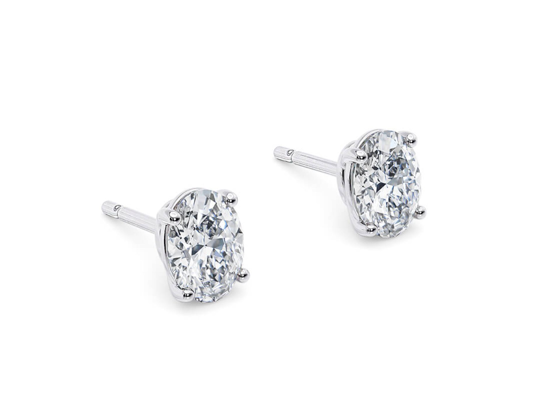 Oval Cut 2.00 Carat Natural Diamond Earrings 18kt White Gold - Colour D - SI Clarity- GIA - Bild 2 aus 3