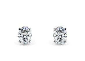 Oval Cut 2.00 Carat Natural Diamond Earrings 18kt White Gold - Colour D - SI Clarity- GIA
