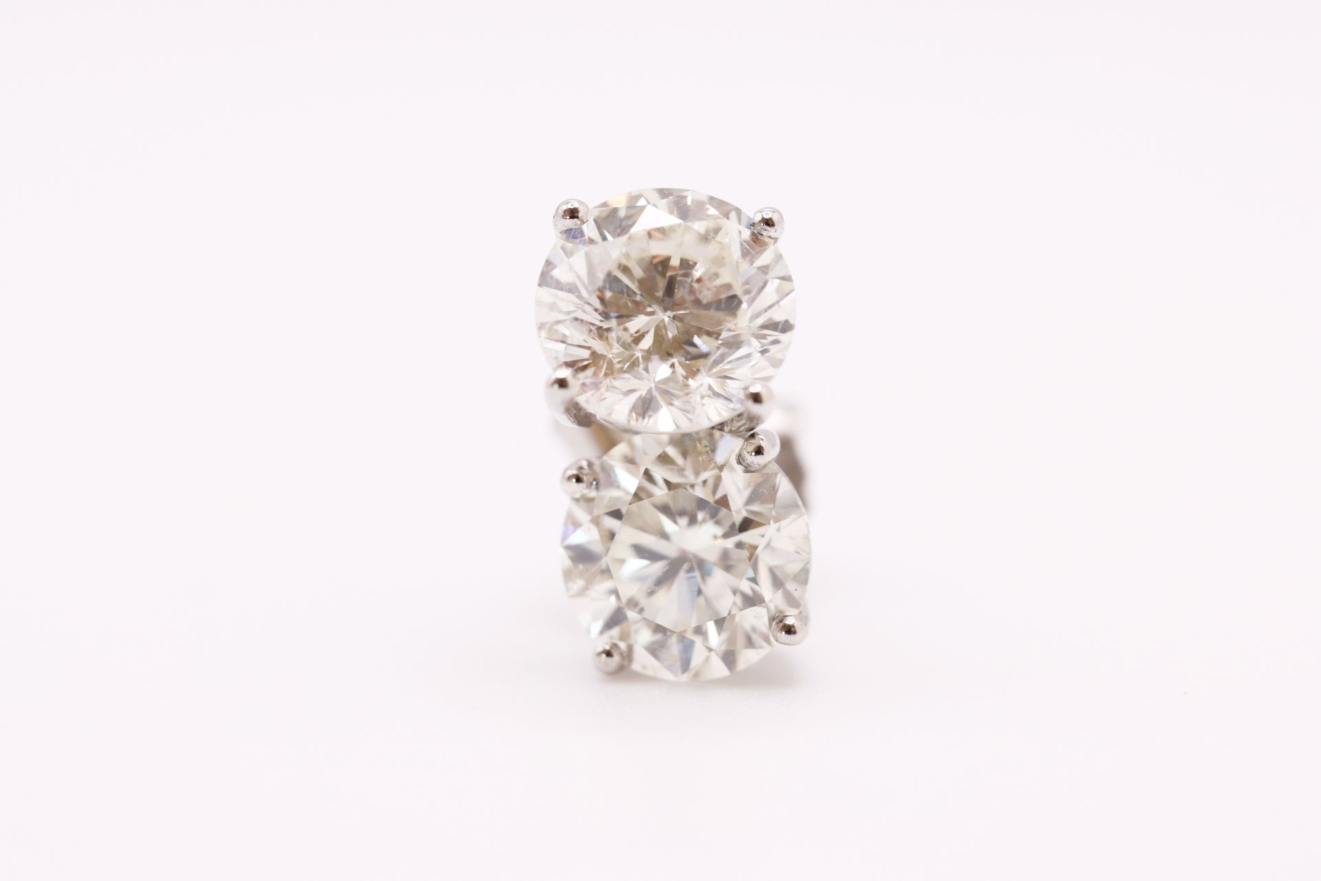 Round Brilliant Cut 3.00 Carat Natural Diamond Earrings 18kt White Gold - F Colour SI Clarity- IGI - Bild 3 aus 4