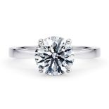 ** ON SALE ** Round Brilliant Cut Diamond Platinum Ring 5.00 Carat F Colour VS2 Clarity IDEAL EX EX