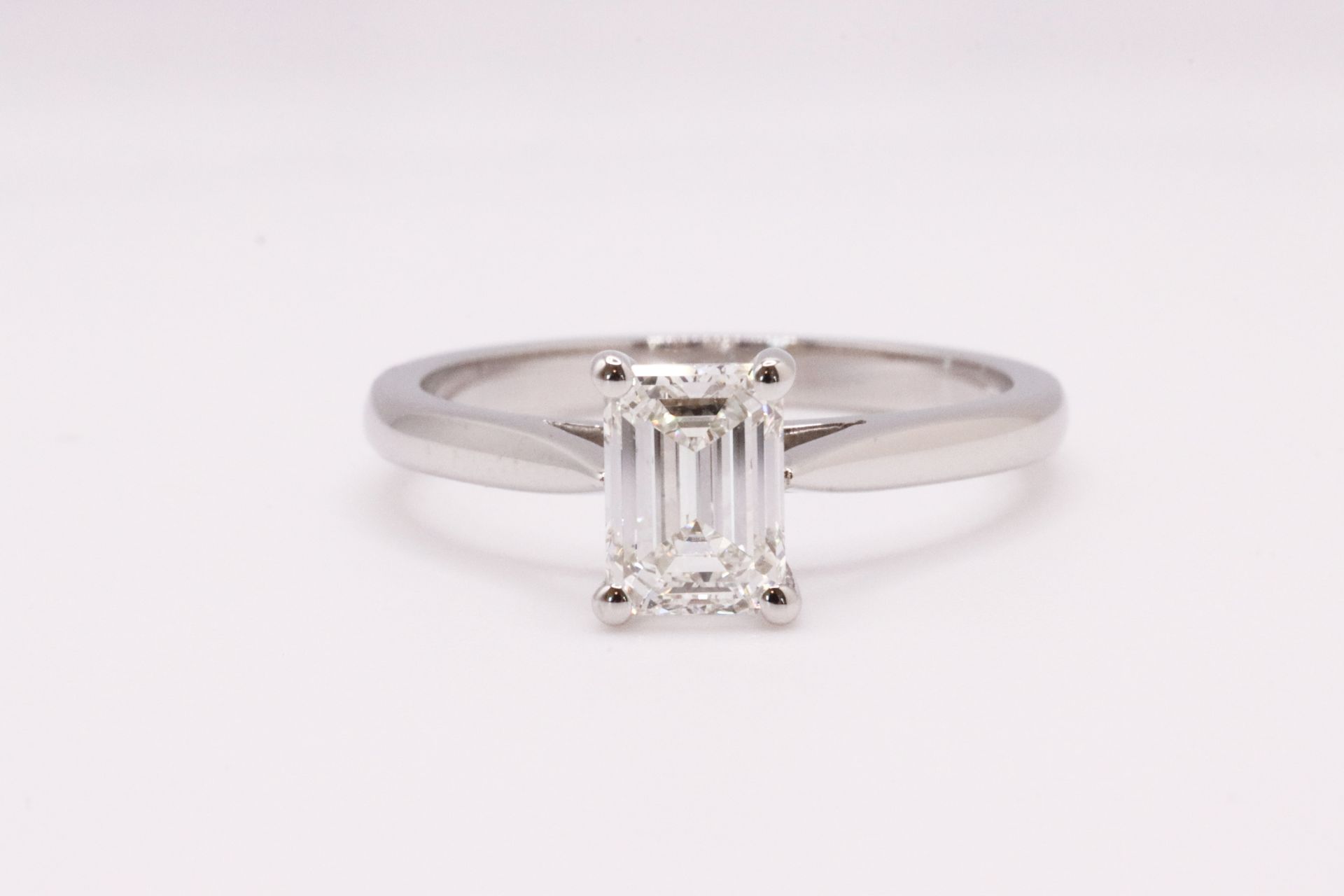 Emerald Cut Natural Diamond Platinum Ring 1.00 Carat D Colour VS1 Clarity EX EX - GIA - Bild 3 aus 8