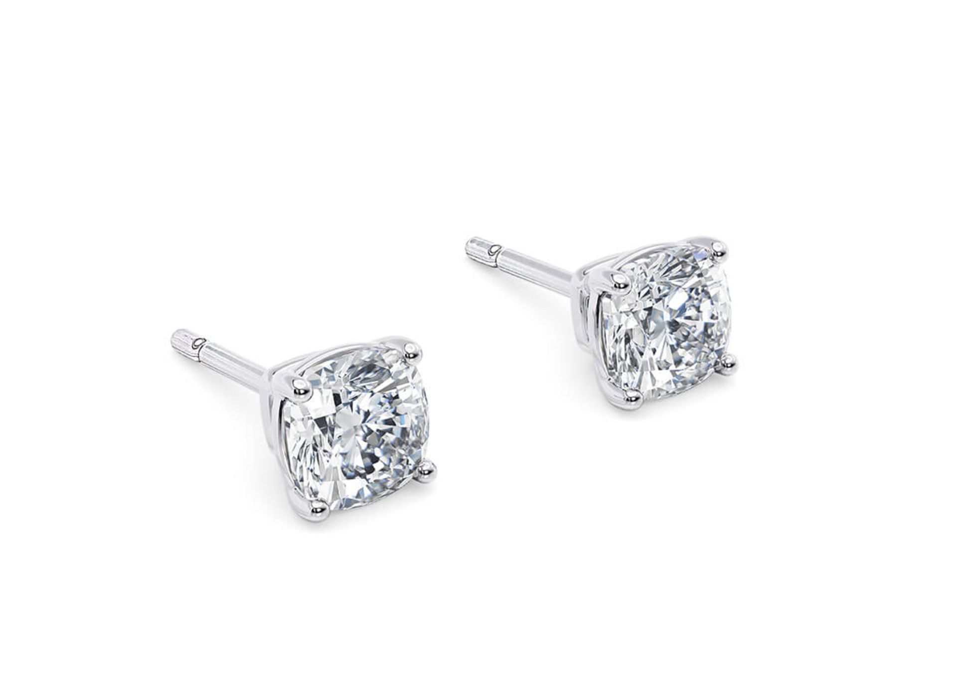 **ON SALE**Cushion Brilliant 2.00 Carat Diamond Earrings in 18kt White Gold - D Colour VS Clarity - Image 2 of 3