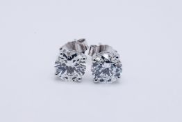 Round Brilliant Cut 5.00 Carat Diamond Earrings Set in 18kt White Gold - D Colour SI1 Clarity - IGI