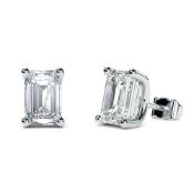 Emerald Cut 2.40 Carat Diamond Earrings Set in Platinum E Colour - SI1 Clarity - GIA
