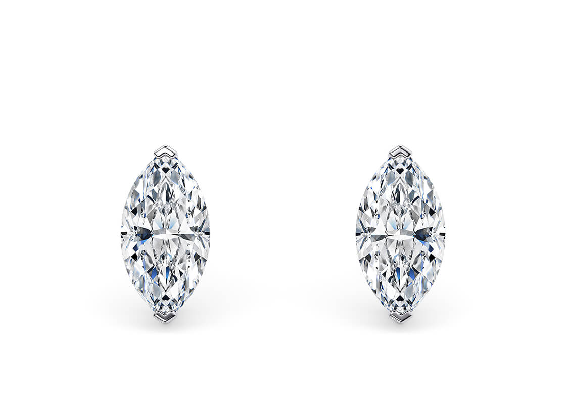 Marquise Cut Cut 2.00 Carat Diamond 18kt White Gold Earrings- E Colour VS Clarity IGI