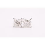 Princess Cut 4.00 Carat Diamond Earrings Set in 18kt White Gold - E Colour VVS Clarity - IGI