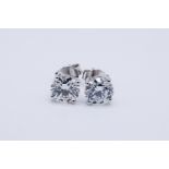 ** ON SALE ** Round Brilliant Cut 5.00 Carat Diamond Earrings Set in 18kt White Gold - F Colour