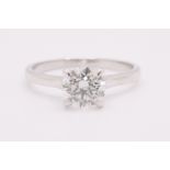 Round Brilliant Cut Natural Diamond Ring 1.09 Carat I Colour SI2 Clarity EX EX EX - GIA