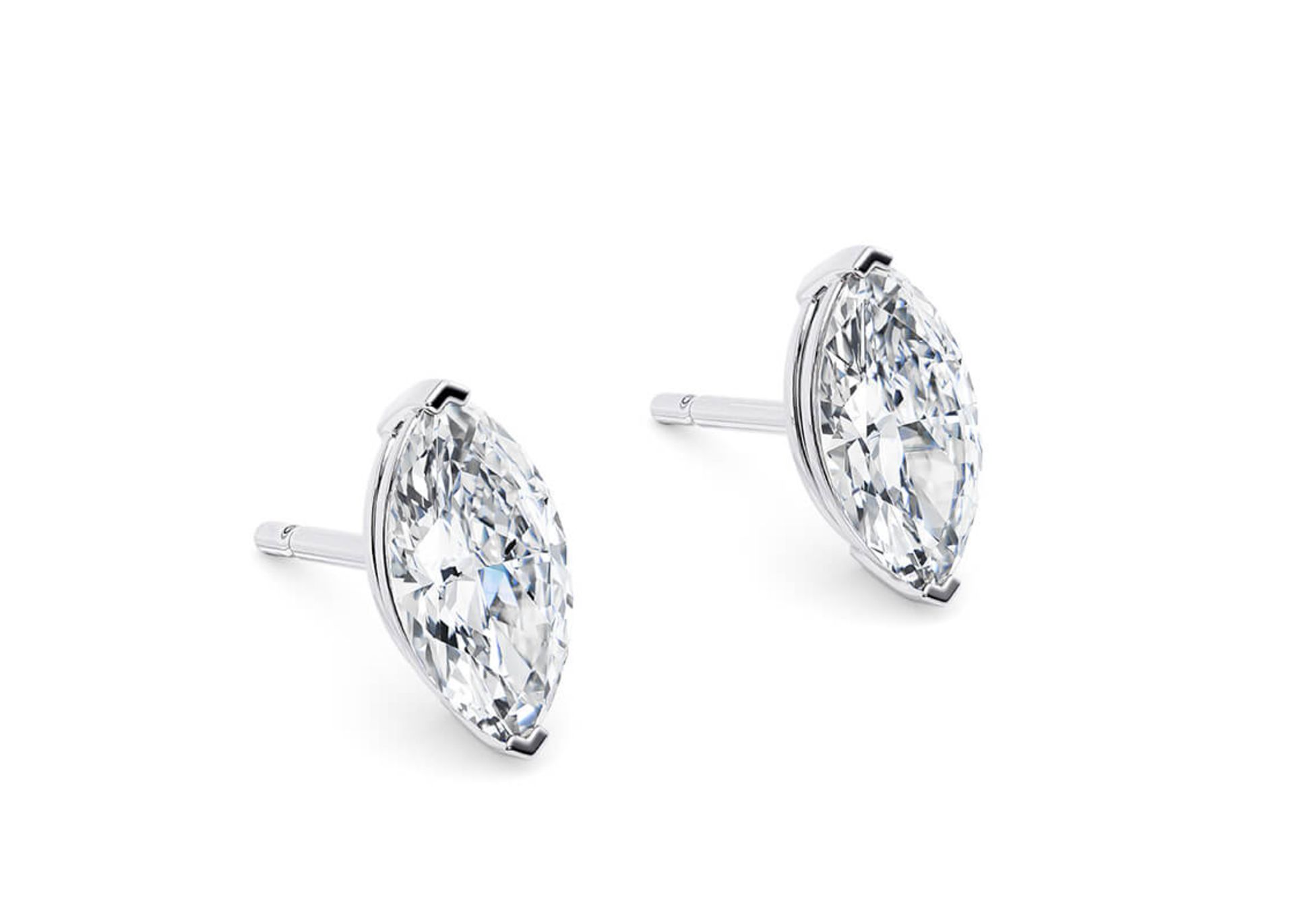 Marquise Cut 2.00 Carat Diamond 18kt White Gold Earrings- D Colour VVS Clarity IGI - Bild 2 aus 3