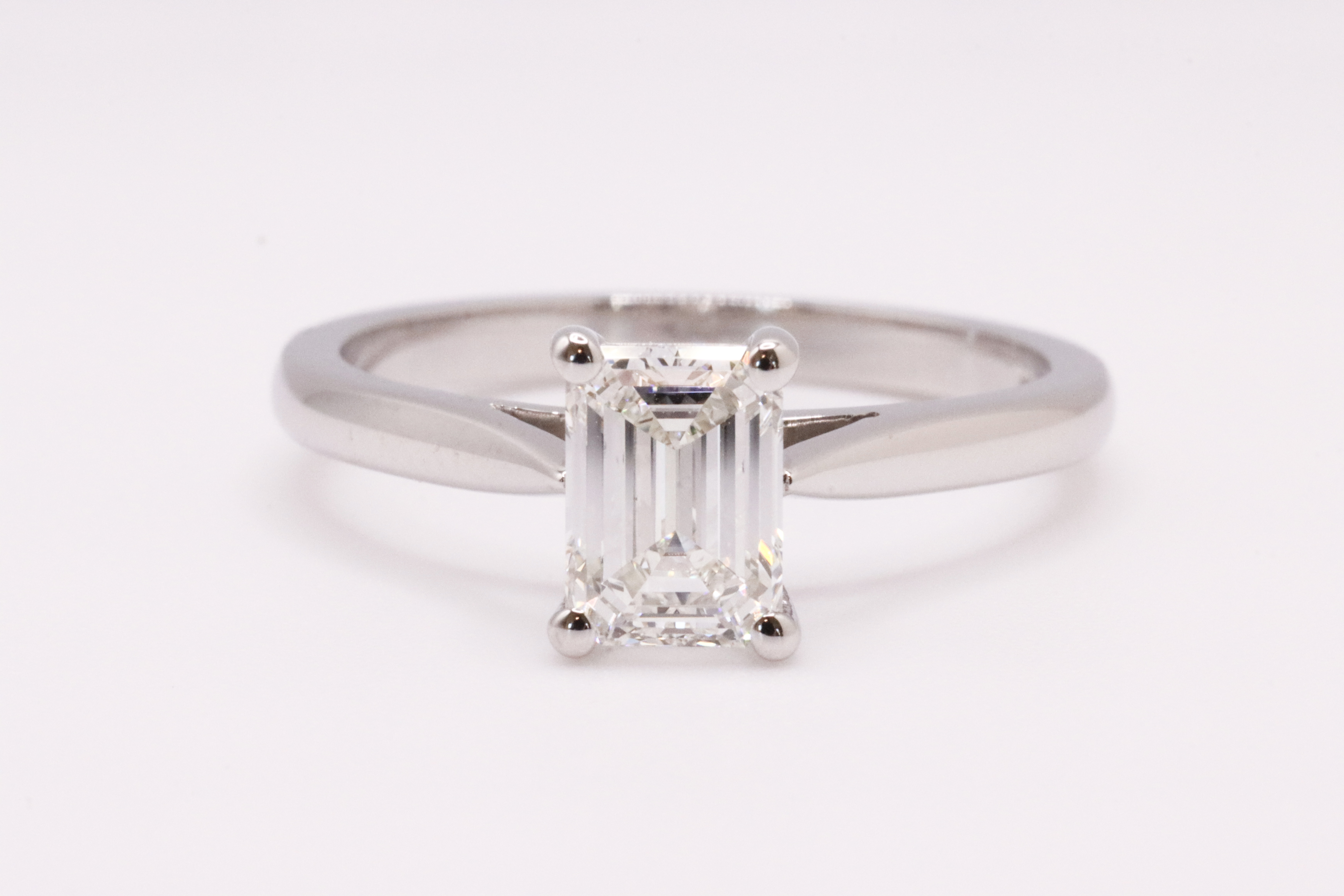 Emerald Cut Natural Diamond Platinum Ring 1.00 Carat D Colour VS1 Clarity EX EX - GIA - Bild 6 aus 8