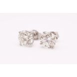 Round Brilliant Cut 6.00 Carat Diamond Earrings Set in 18kt White Gold - D Colour VVS Clarity - IGI