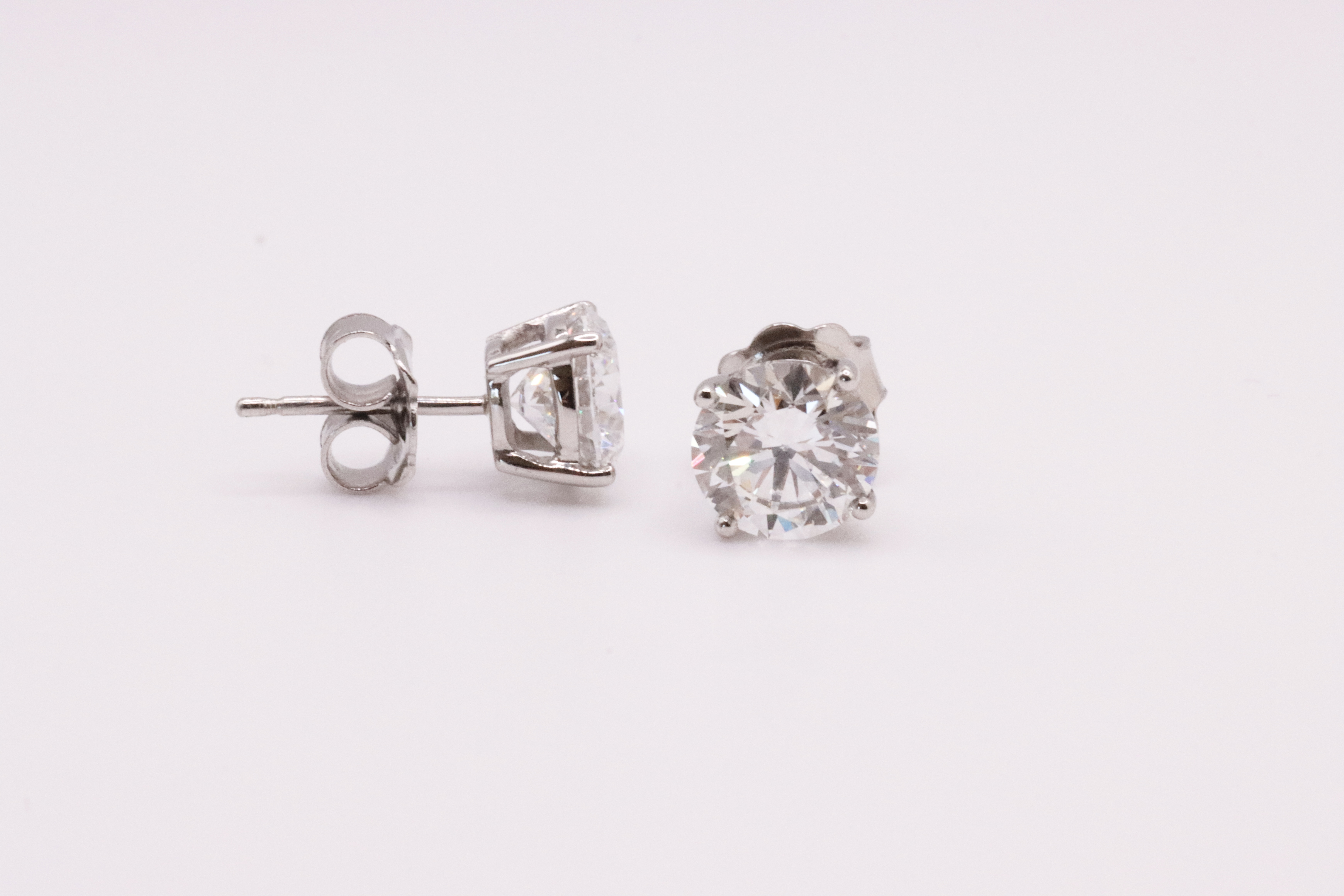 Round Brilliant Cut 3.00 Carat Natural Diamond Earrings 18kt White Gold - Colour E - VS Clarity- GIA - Bild 5 aus 6