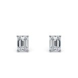 Emerald Cut 2.00 Carat Diamond Earrings Set in Platinum D Colour - VS2 Clarity - GIA