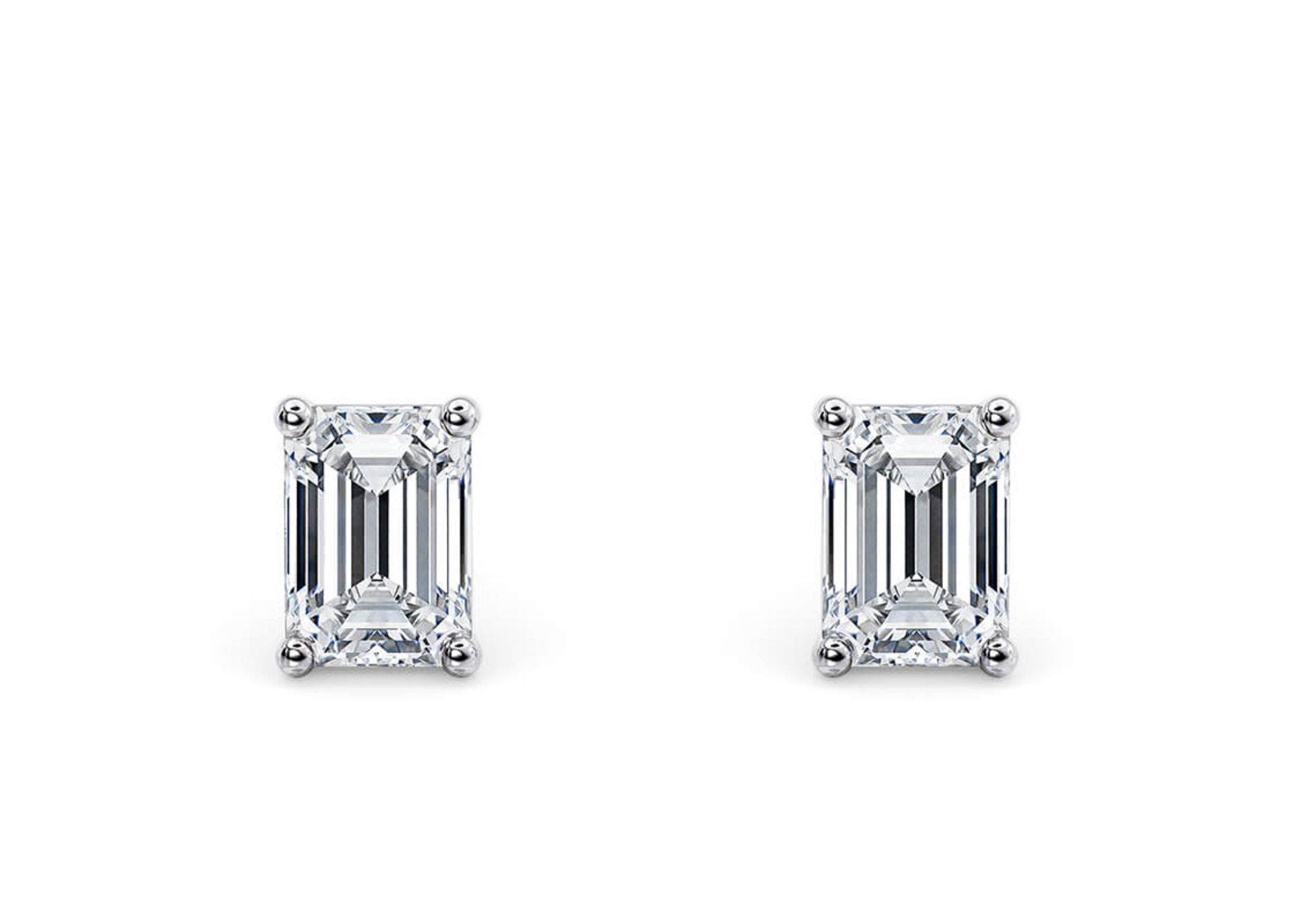 Emerald Cut 2.00 Carat Diamond Earrings Set in Platinum D Colour - VS2 Clarity - GIA