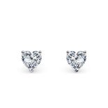 Heart Cut 2.00 Carat Natural Diamond Earrings 18kt White Gold - Colour D - SI Clarity- GIA