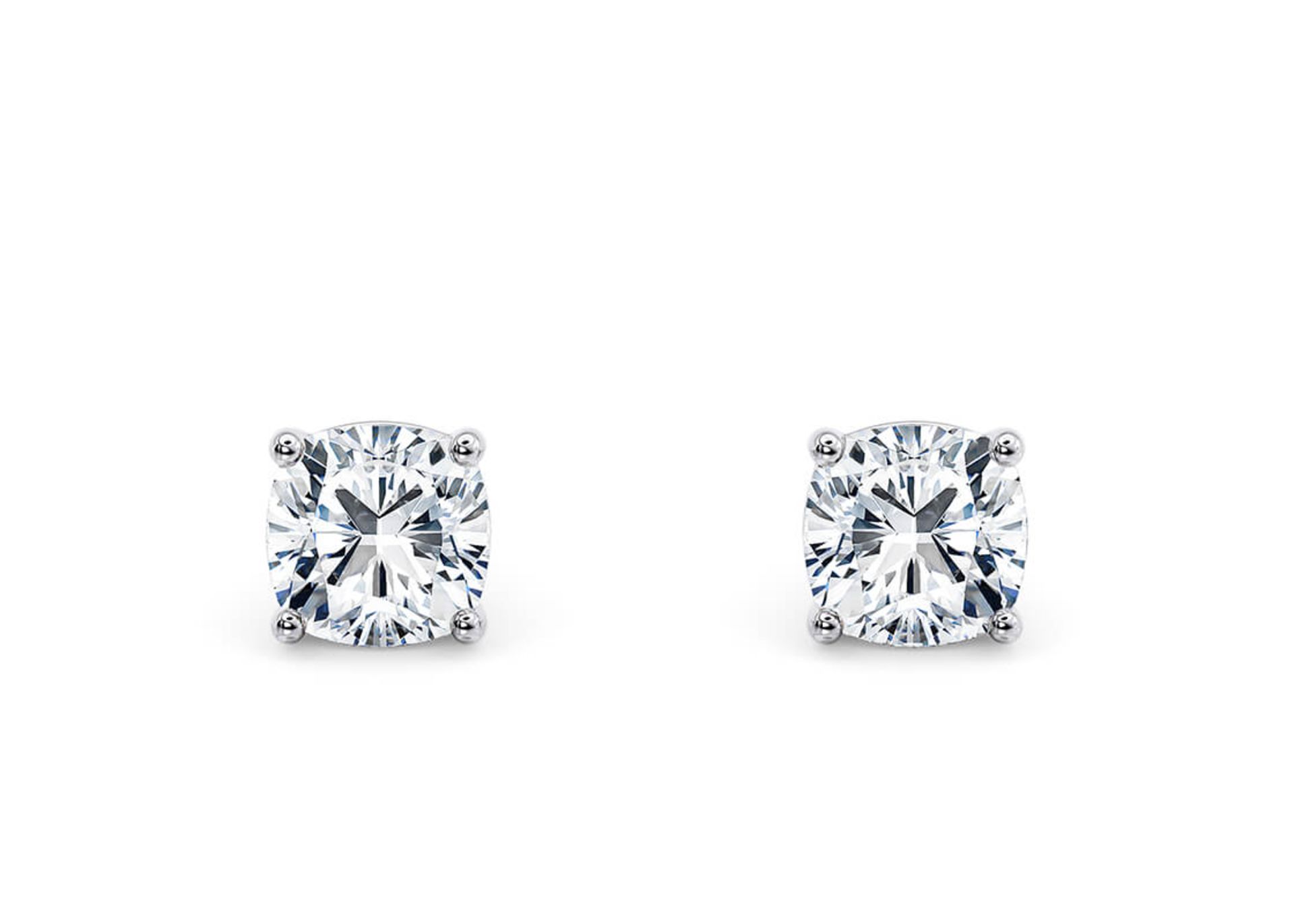 Cushion Brilliant 2.00 Carat Diamond Earrings Set in 18kt White Gold - D Colour VS Clarity - IGI