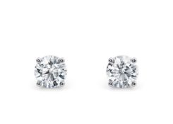 ** ON SALE ** Round Brilliant Cut 3.00 Carat Diamond Earrings Set in 18kt White Gold - H Colour SI