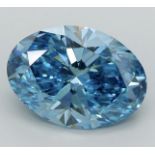 Oval Diamond 5.01 Carat Fancy Blue Colour VS2 Clarity EX EX - IGI