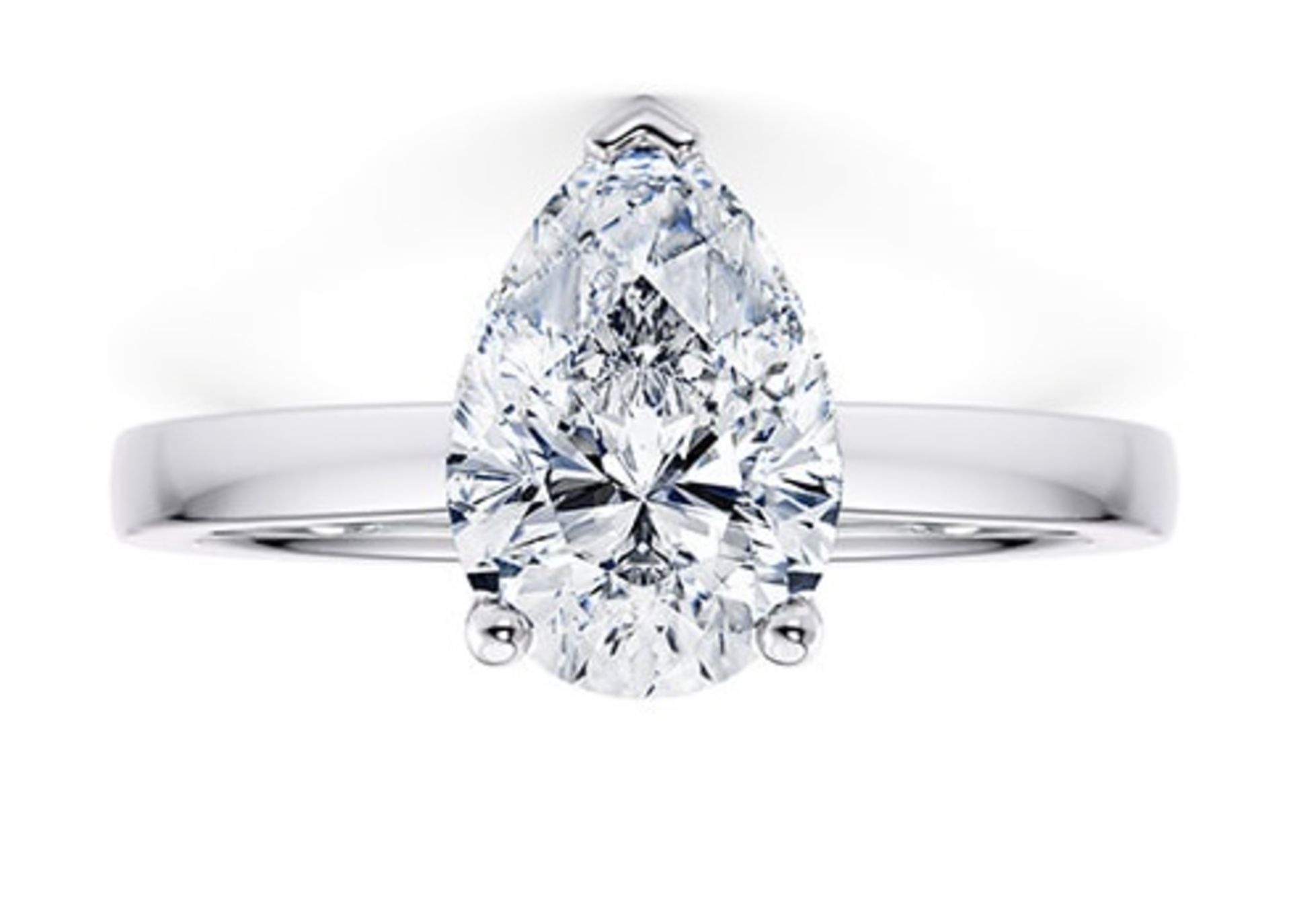 Pear Cut Diamond Platinum Ring 2.50 Carat E Colour VS2 Clarity EX EX - IGI