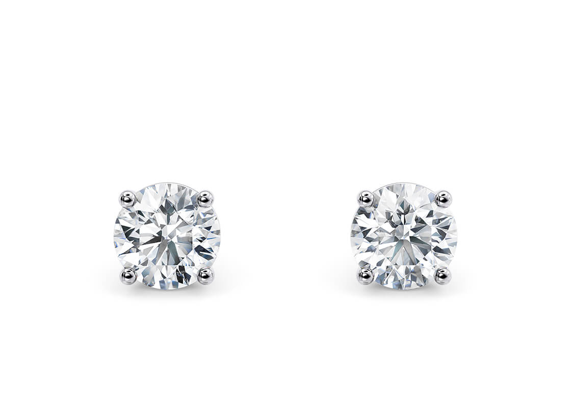 Round Brilliant Cut 2.00 Carat Diamond Earrings Set in 18kt White Gold - D Colour VVS Clarity - GIA