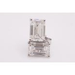 Emerald Cut Cut 12.00 Carat Diamond 18kt White Gold Earrings- D Colour VVS Clarity IGI