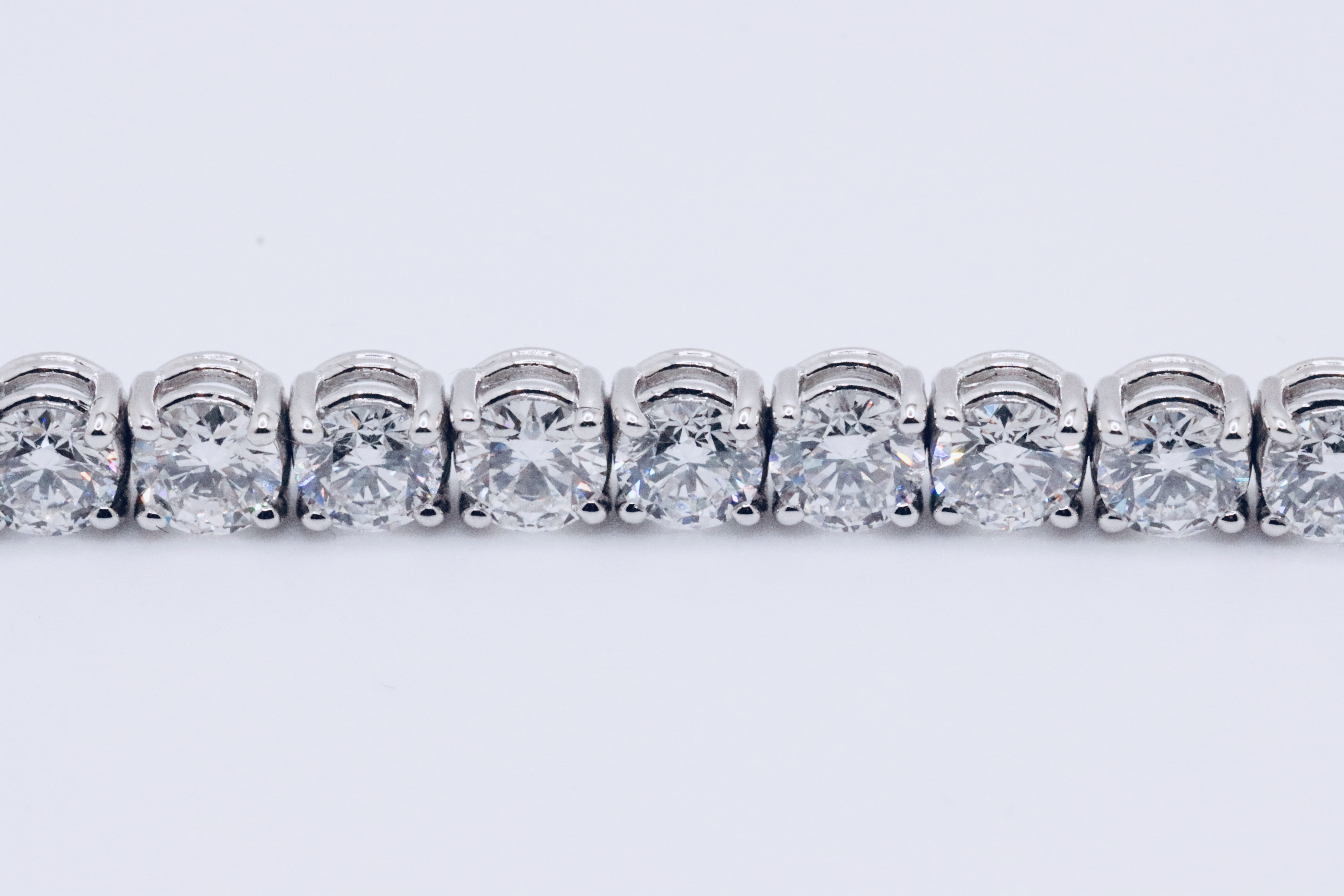 Round Brilliant Cut 14 Carat Diamond Tennis Bracelet D Colour VVS Clarity - 18Kt White Gold - IGI - Bild 7 aus 7