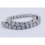 Round Brilliant Cut 14 Carat Diamond Tennis Bracelet D Colour VVS Clarity - 18Kt White Gold - IGI