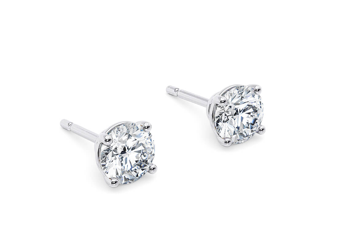 Round Brilliant Cut 2.00 Carat Diamond Earrings Set in 18kt White Gold - D Colour VVS Clarity - GIA - Bild 2 aus 3