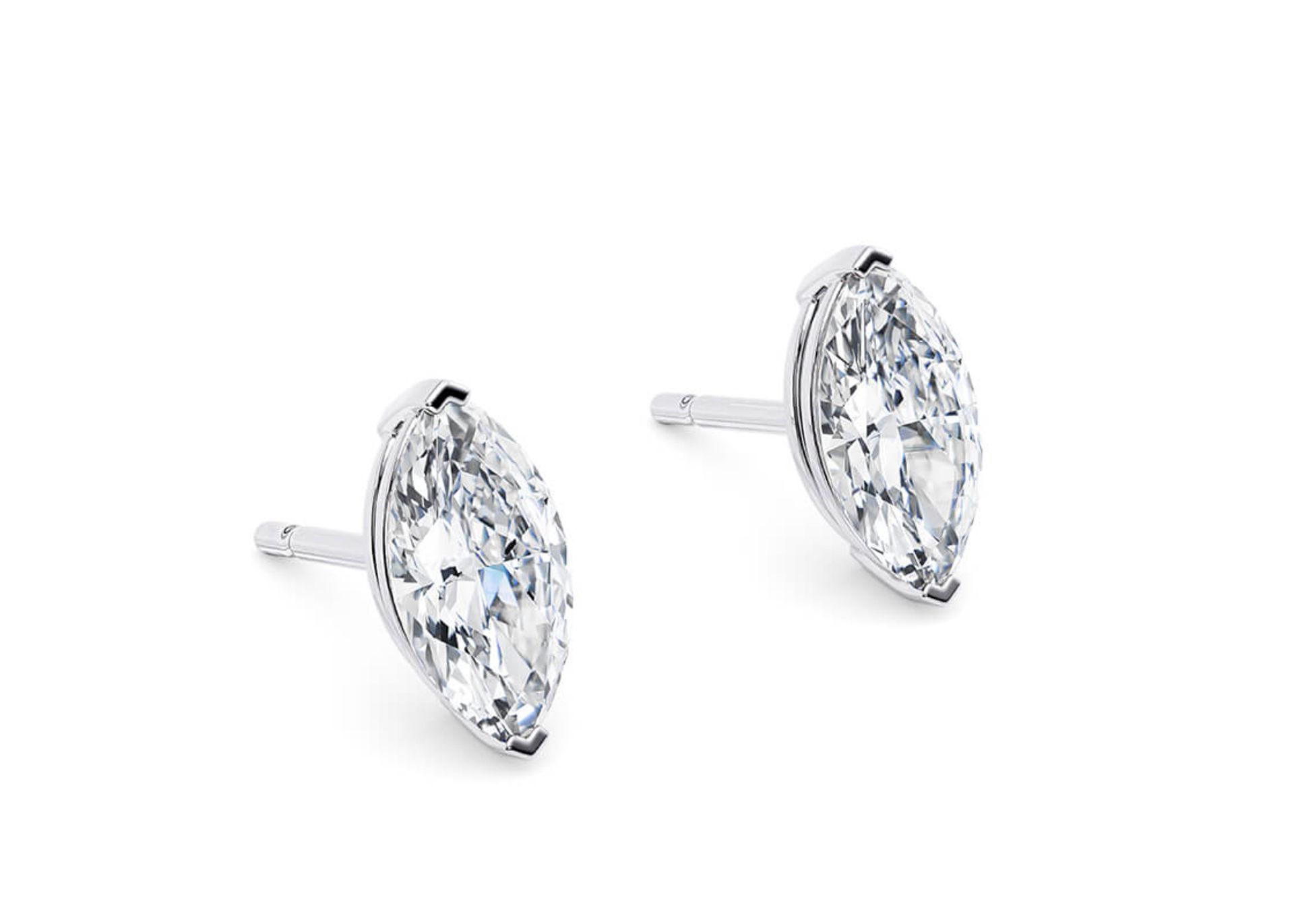 Marquise Cut 2.00 Carat Natural Diamond Earrings 18kt White Gold - Colour D - SI Clarity- GIA - Bild 2 aus 3