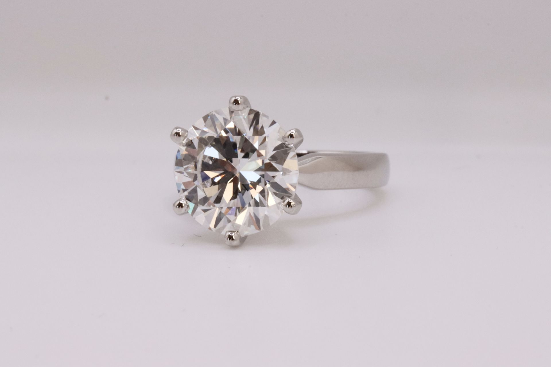 **ON SALE ** Round Brilliant Cut Diamond Platinum Ring 5.00 Carat F Colour VS2 Clarity IDEAL EX EX - Image 3 of 8