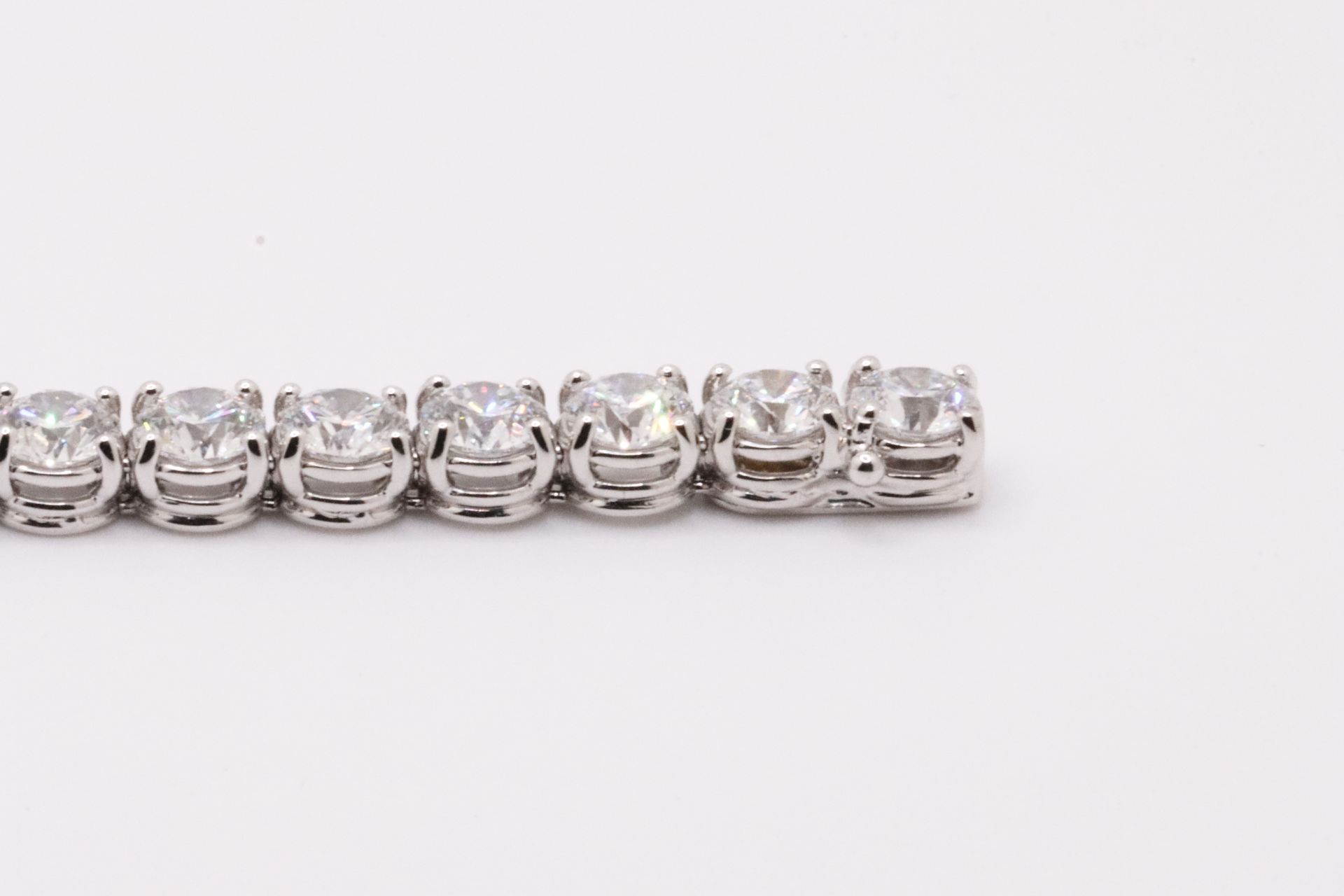 Round Brilliant Cut 14 Carat Natural Diamond Tennis Bracelet H Colour VS Clarity - 18Kt White Gold - Bild 13 aus 14