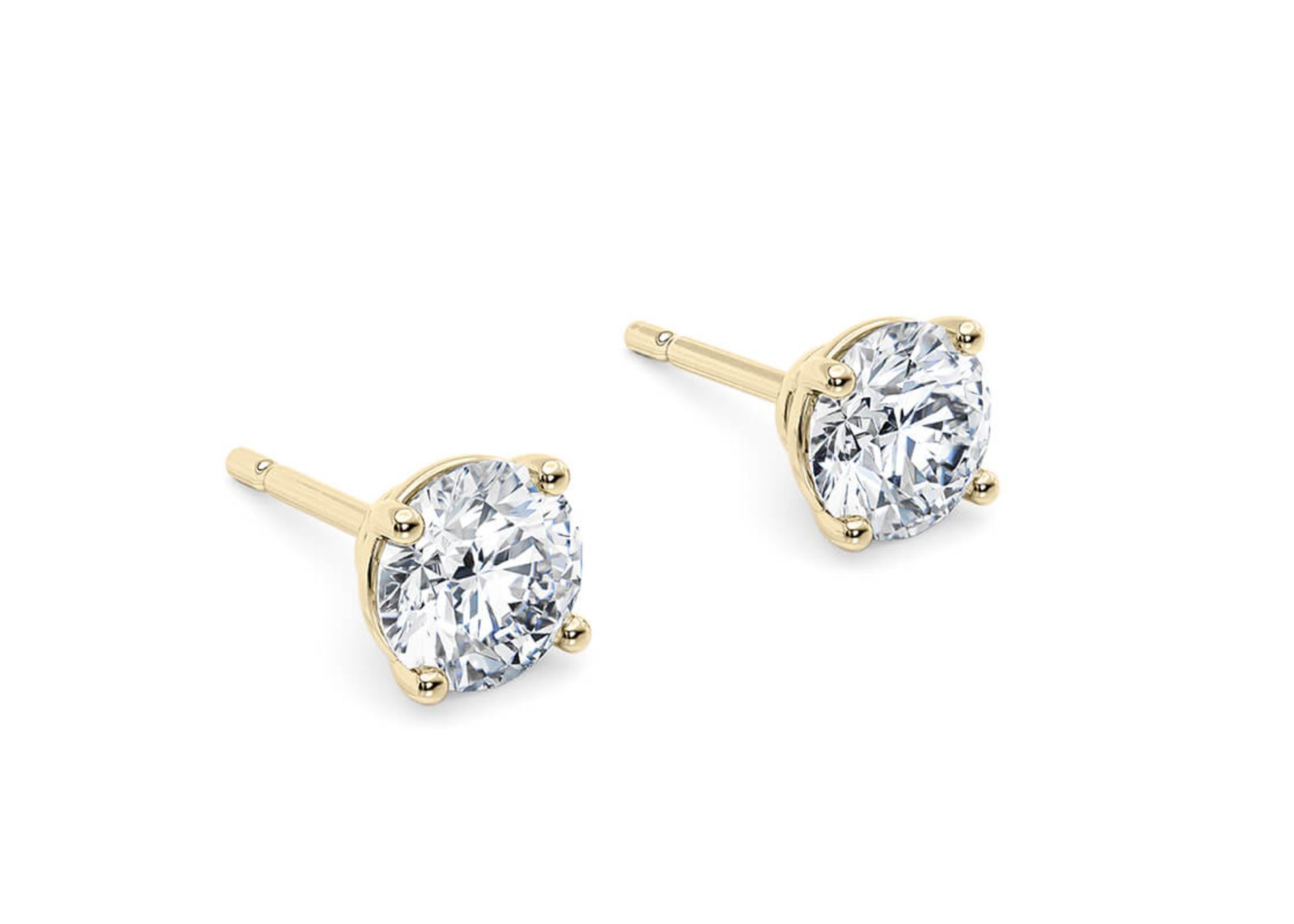 Round Brilliant Cut 3.00 Carat Diamond Earrings Set in 18kt Yellow Gold - E Colour VS Clarity - IGI - Bild 2 aus 3