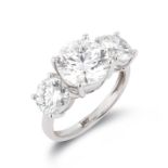 ** ON SALE ** Round Brilliant Cut 5.05ct Trilogy Ring F Colour VS1 Clarity -Set 18KT White Gold