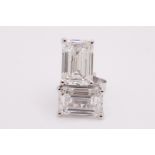 Emerald Cut 4.00 Carat Natural Diamond Earrings 18kt White Gold - Colour H - SI Clarity- GIA