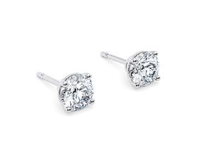 Round Brilliant Cut 3.00 Carat Natural Diamond Earrings 18kt White Gold - Colour F - VS Clarity- GIA