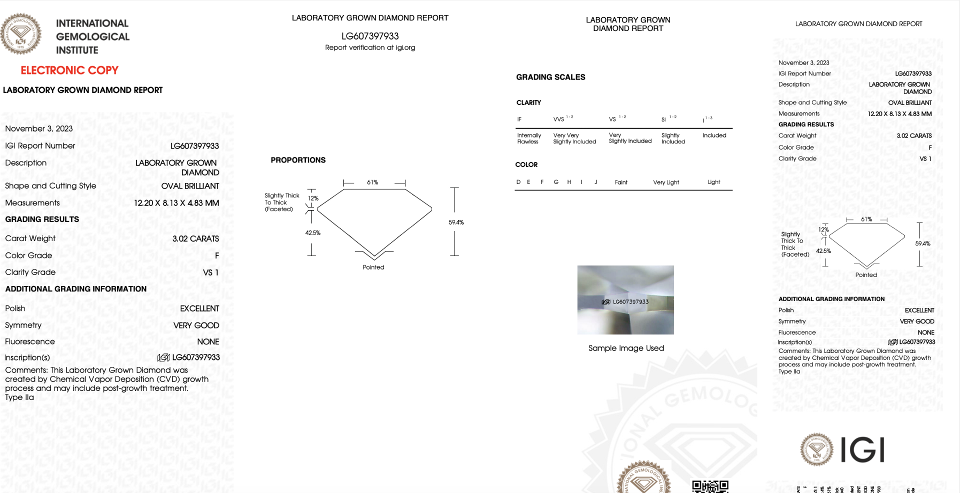 Oval Brilliant Cut 5.07ct Trilogy Ring F Colour VS1 Clarity -Set 18KT White Gold- IGI CERTIFIED - Image 4 of 4