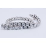 Round Brilliant Cut 14 Carat Natural Diamond Tennis Bracelet G Colour SI Clarity - 18Kt White Gold