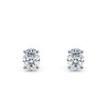 Oval Cut 2.00 Carat Natural Diamond Earrings Set in 18kt White Gold - F Colour SI Clarity - GIA