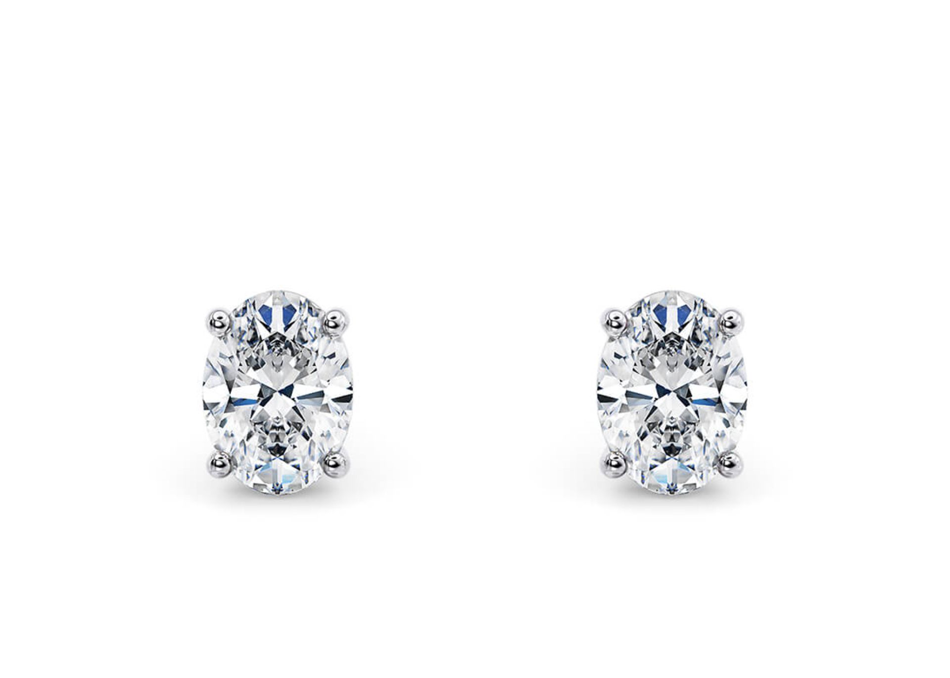 Oval Cut 2.00 Carat Natural Diamond Earrings Set in 18kt White Gold - F Colour SI Clarity - GIA