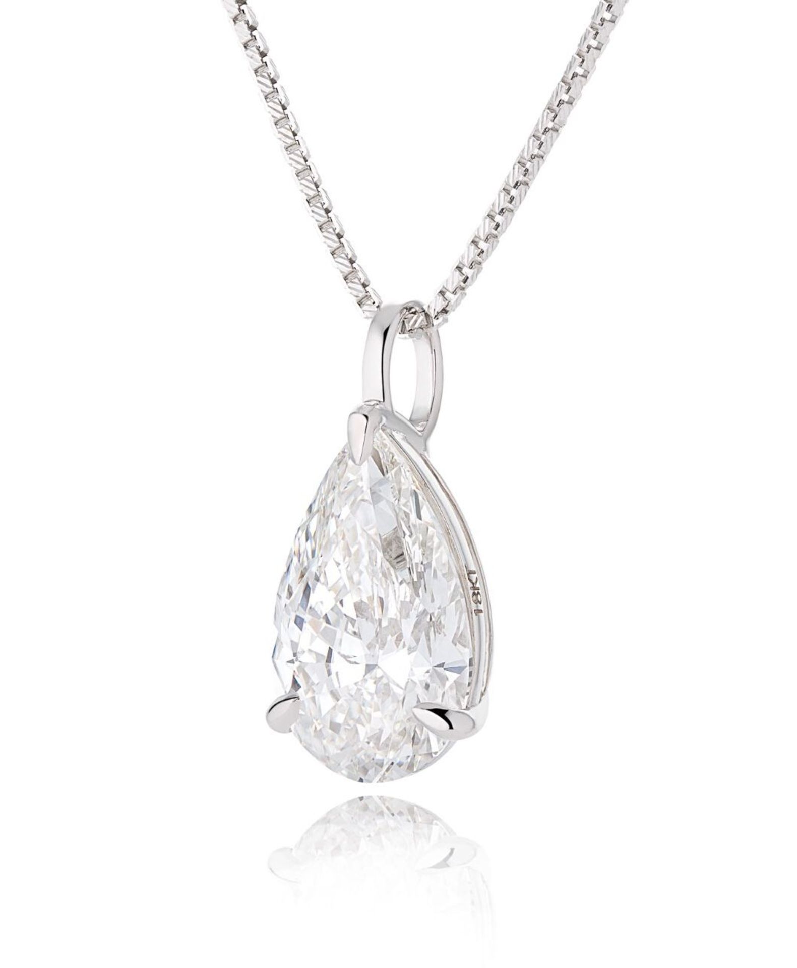 Pear Brilliant Cut 4.13ct Diamond Necklace G Colour VS1 Clarity -Set 18KT White Gold- IGI CERTIFIED - Bild 3 aus 4