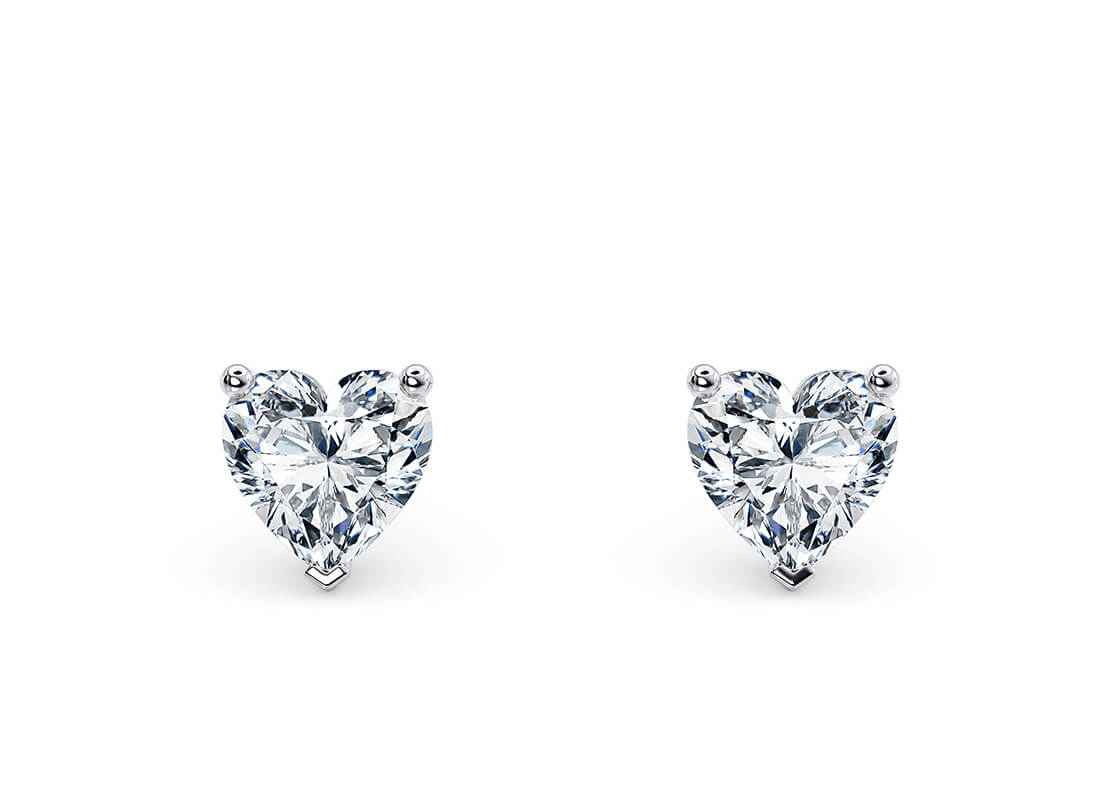 Heart Cut 6.00 Carat Diamond Earrings Set in 18kt White Gold - F Colour VS Clarity - IGI