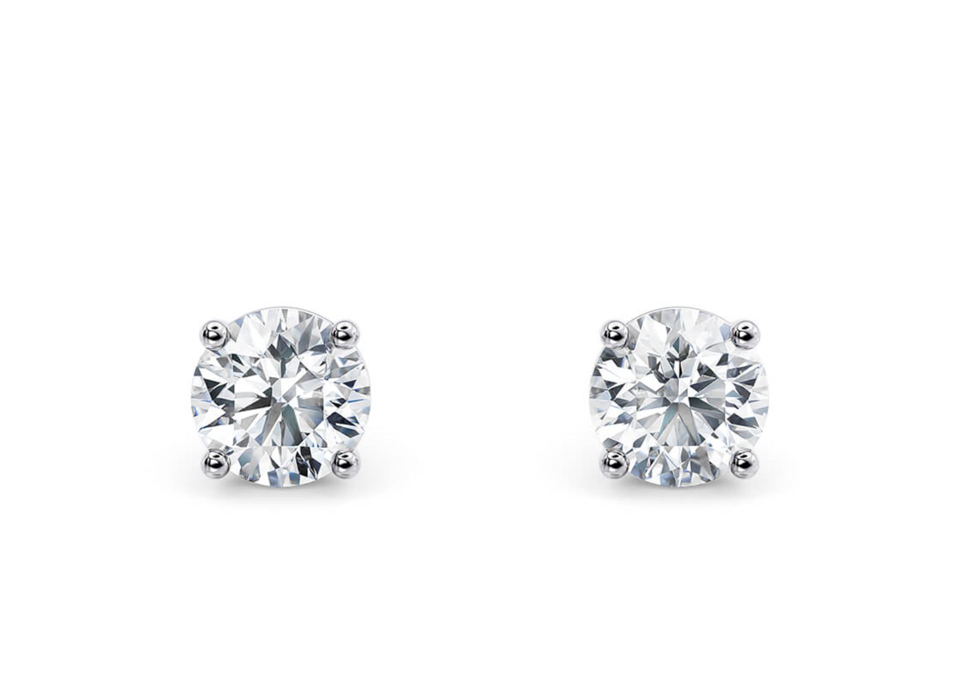 Round Brilliant Cut 3.00 Carat Natural Diamond Earrings 18kt White Gold - Colour F - VS Clarity- GIA - Image 2 of 3