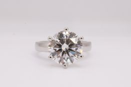 ** ON SALE ** Round brilliant Cut Diamond Platinum Ring 5.00 Carat F Colour VS1 Clarity ID EX EX