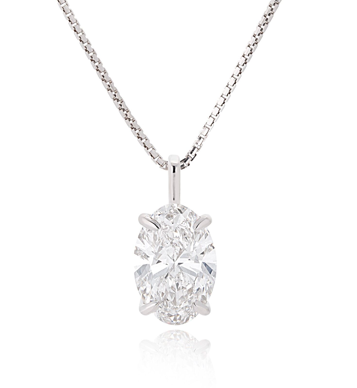 ** ON SALE ** Oval Brilliant Cut 4.16ct Diamond Necklace G Colour VS1 Clarity -Set 18KT White Gold