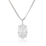 ** ON SALE ** Oval Brilliant Cut 4.16ct Diamond Necklace G Colour VS1 Clarity -Set 18KT White Gold