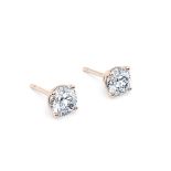 Round Brilliant Cut 2.00 Carat Natural Diamond Earrings 18kt Rose Gold - Colour F - SI Clarity- GIA