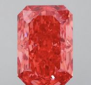 ** ON SALE ** Radient Cut 6.13 Carat Diamond Fancy Red .Pink Colour VS1 Clarity EX EX - IGI ** RARE