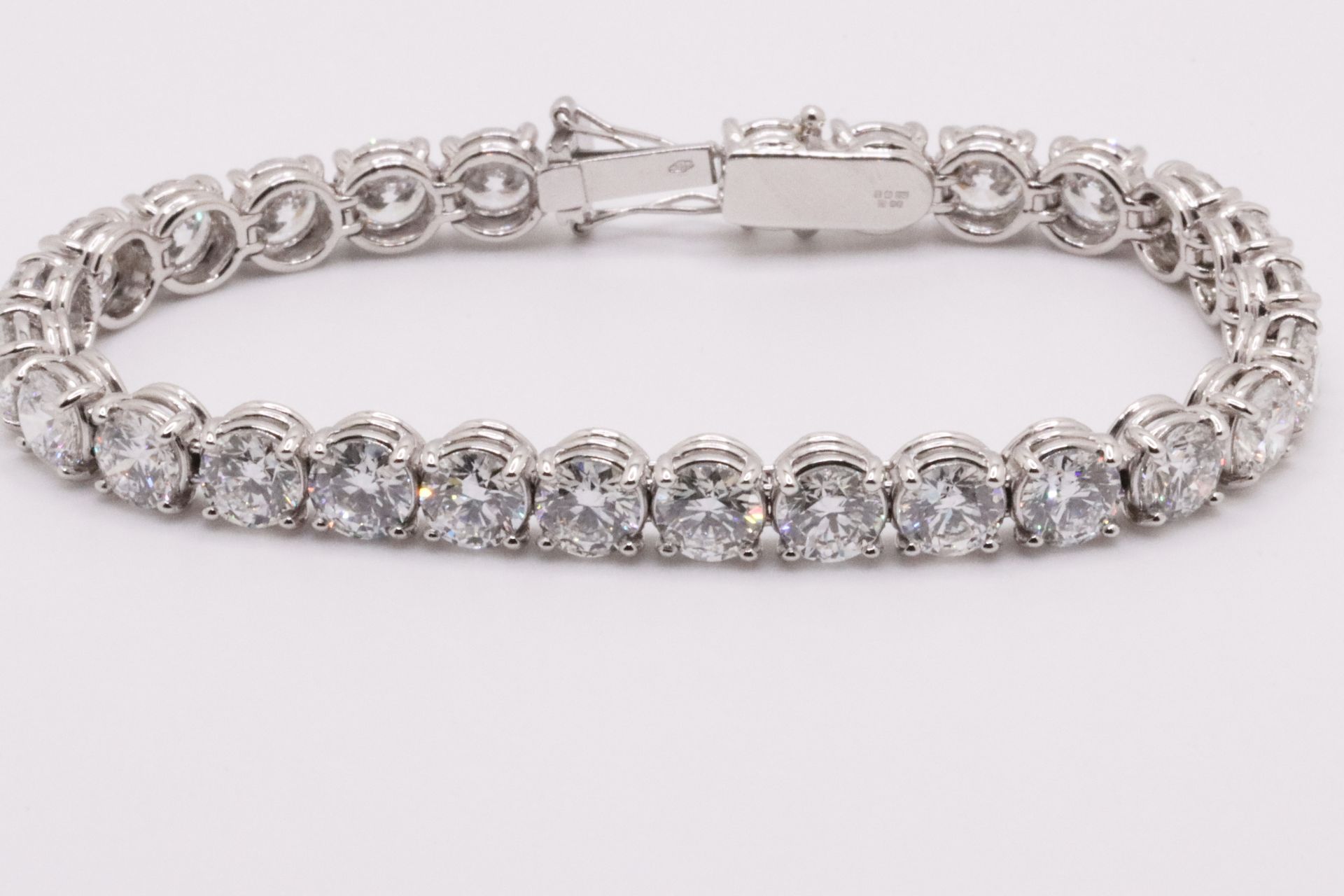 Round Brilliant Cut 14 Carat Natural Diamond Tennis Bracelet H Colour VS Clarity - 18Kt White Gold - Bild 10 aus 14